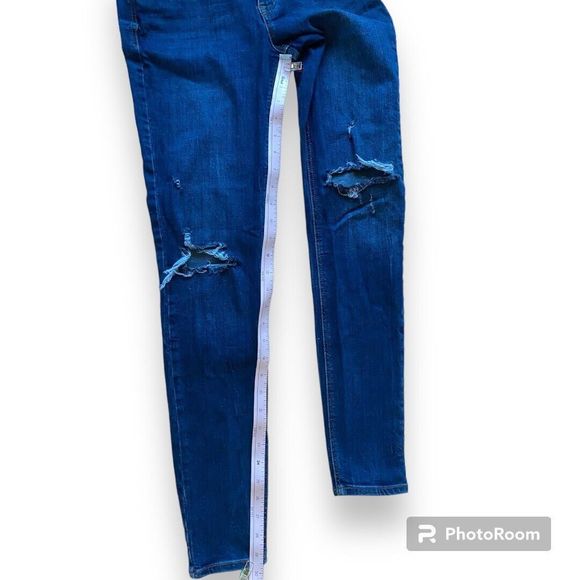 Old Navy Jeans Womens 6 Mid Rise Rockstar Super Skinny Distressed Blue Denim - Picture 8 of 8